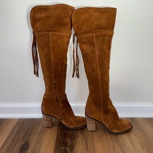 Franco Sarto Over the Knee Suede Boots | Cognac | 7.5